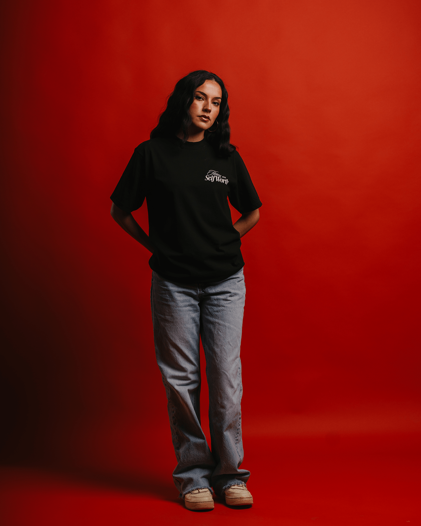 Heavy On Self Worth Black Tee - trainofthoughtcollective