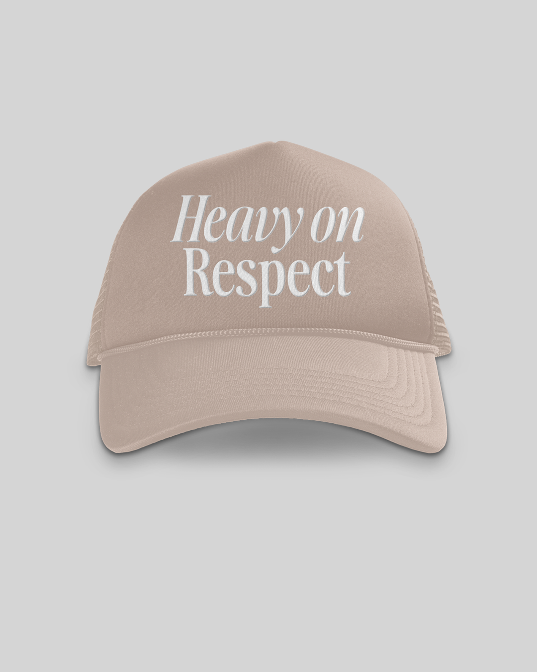 Heavy On Respect Khaki 5 Panel Trucker Hat
