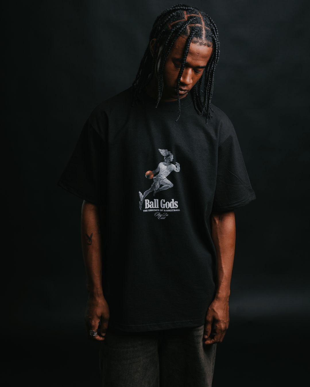 Hermes Ball God Black Tee - trainofthoughtcollective