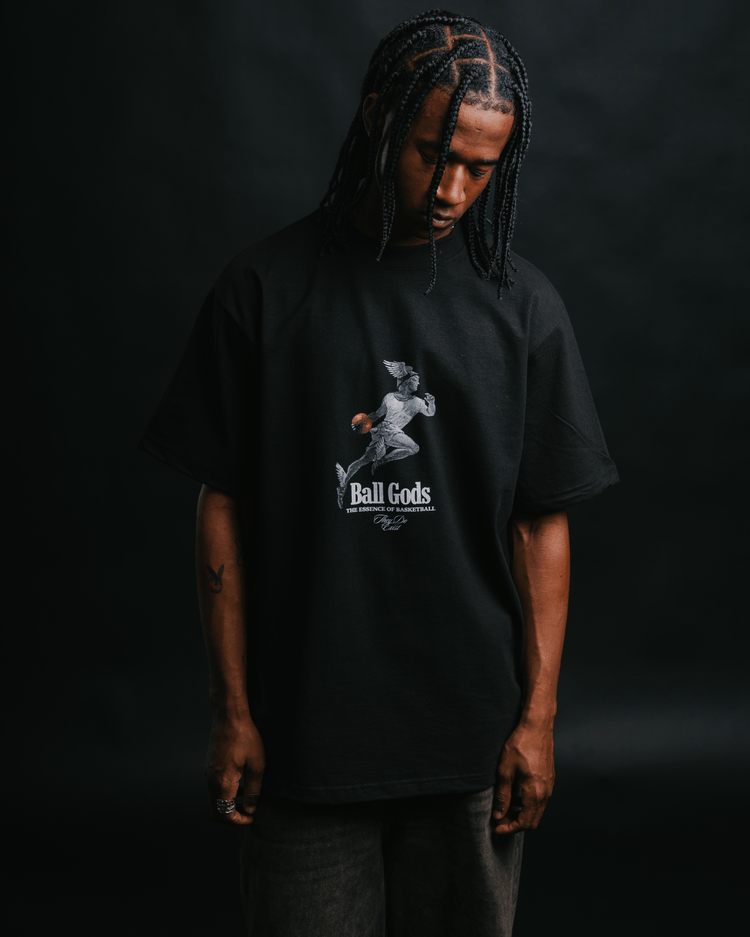 Hermes Ball God Black Tee - trainofthoughtcollective