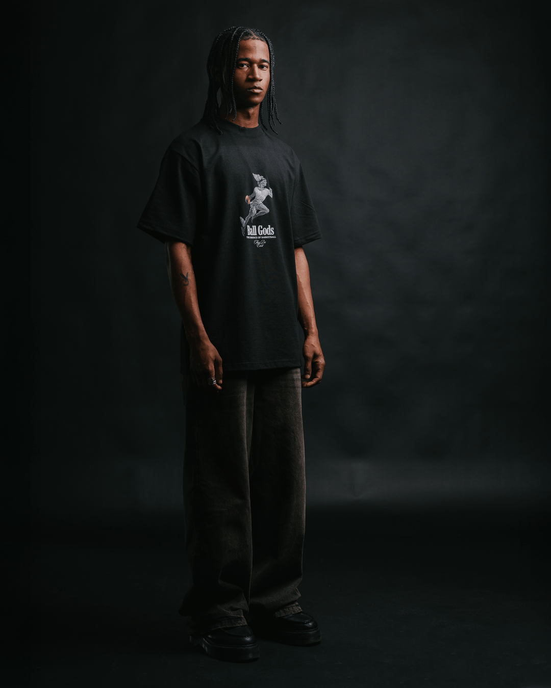 Hermes Ball God Black Tee - trainofthoughtcollective