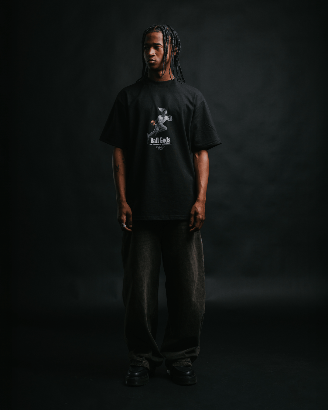 Hermes Ball God Black Tee - trainofthoughtcollective