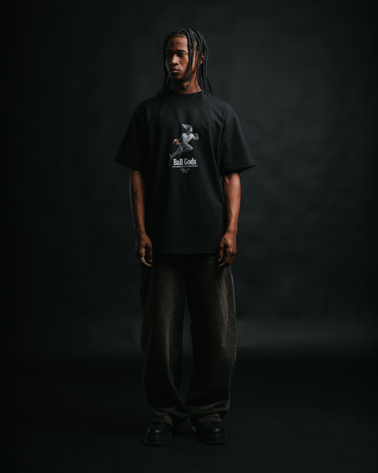 Hermes Ball God Black Tee - trainofthoughtcollective
