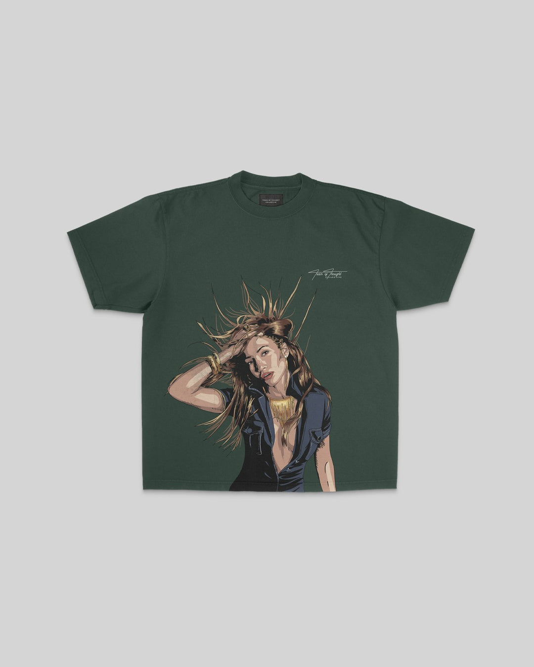 Jlo Big Face Oversized Green Tee - trainofthoughtcollective