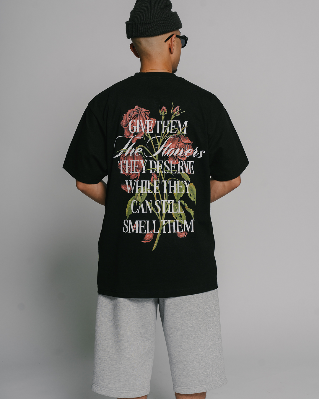 Give Them Flowers | Heavyweight Black Graphic Tee
