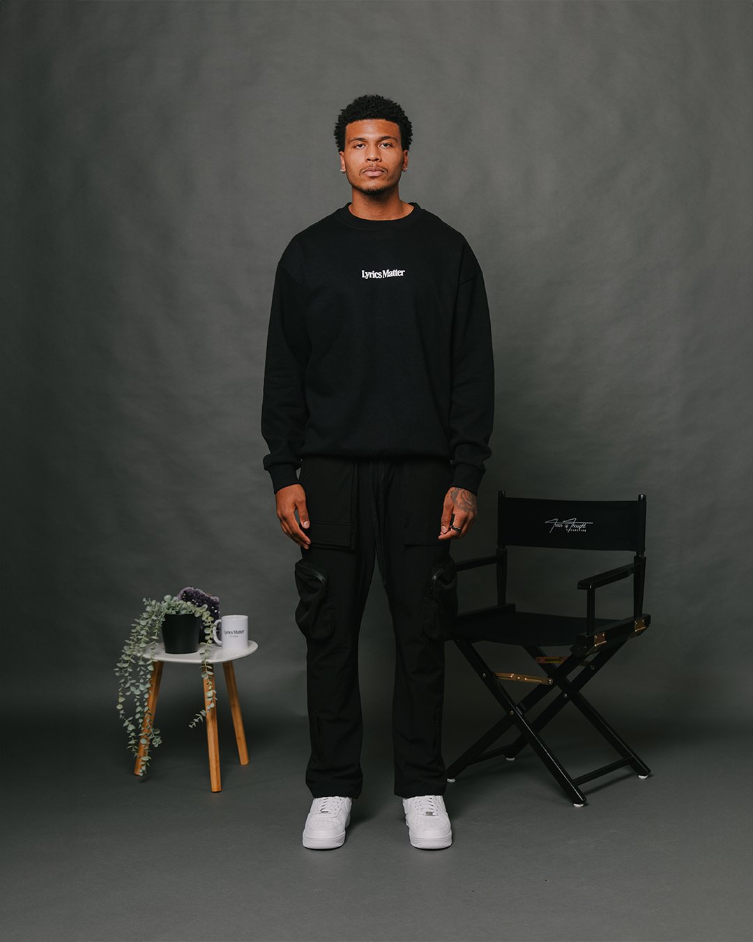 Lyrics Matter Black Crewneck Sweatshirt - trainofthoughtcollective