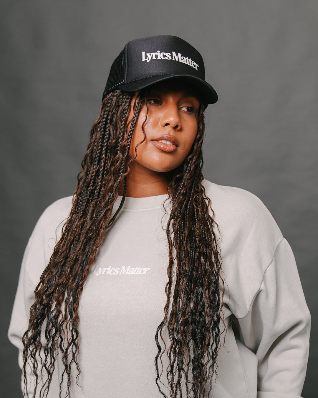 Lyrics Matter Black Trucker Hat - trainofthoughtcollective