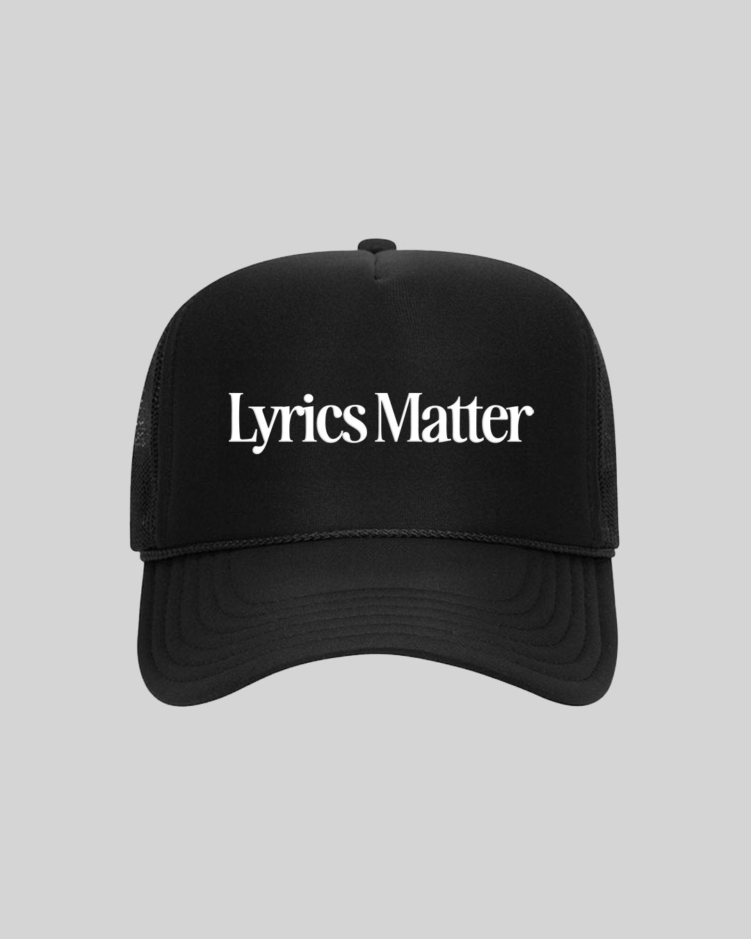 Lyrics Matter Black Trucker Hat - trainofthoughtcollective