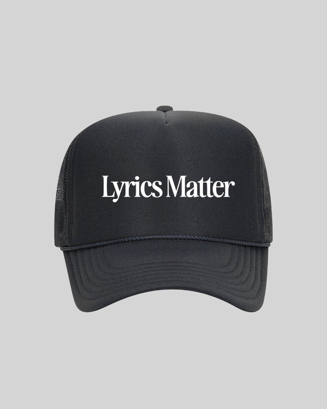 Lyrics Matter Charcoal Trucker Hat - trainofthoughtcollective