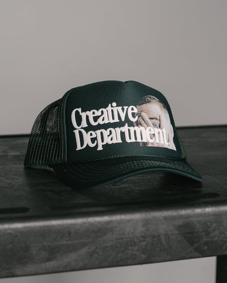 Mac Gem Dept. Dk Green Trucker Hat - trainofthoughtcollective