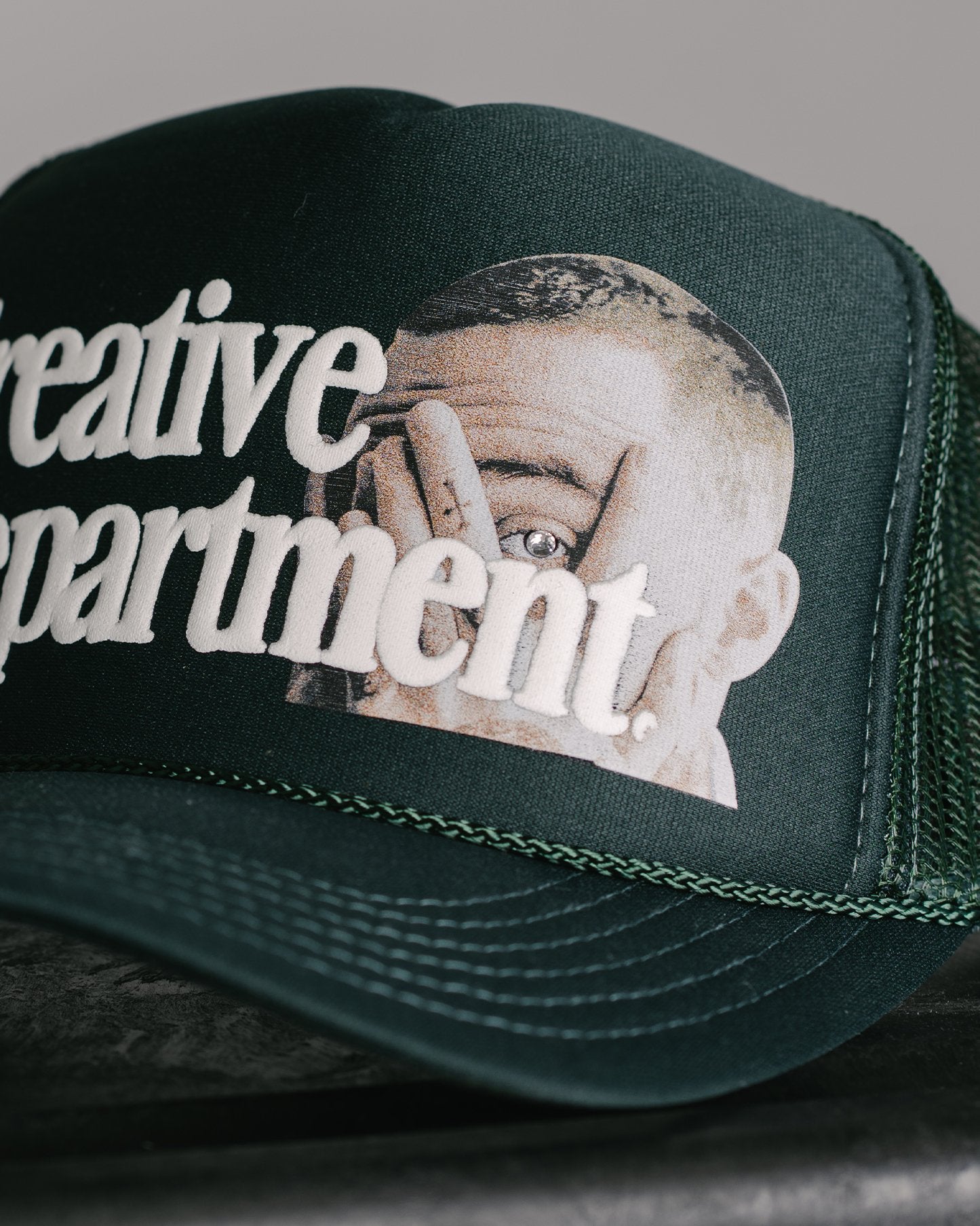 Mac Gem Dept. Dk Green Trucker Hat - trainofthoughtcollective