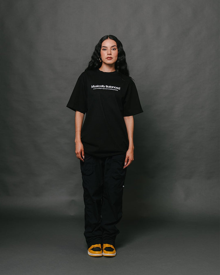 Musically Balanced 2.0 Black Tee - trainofthoughtcollective