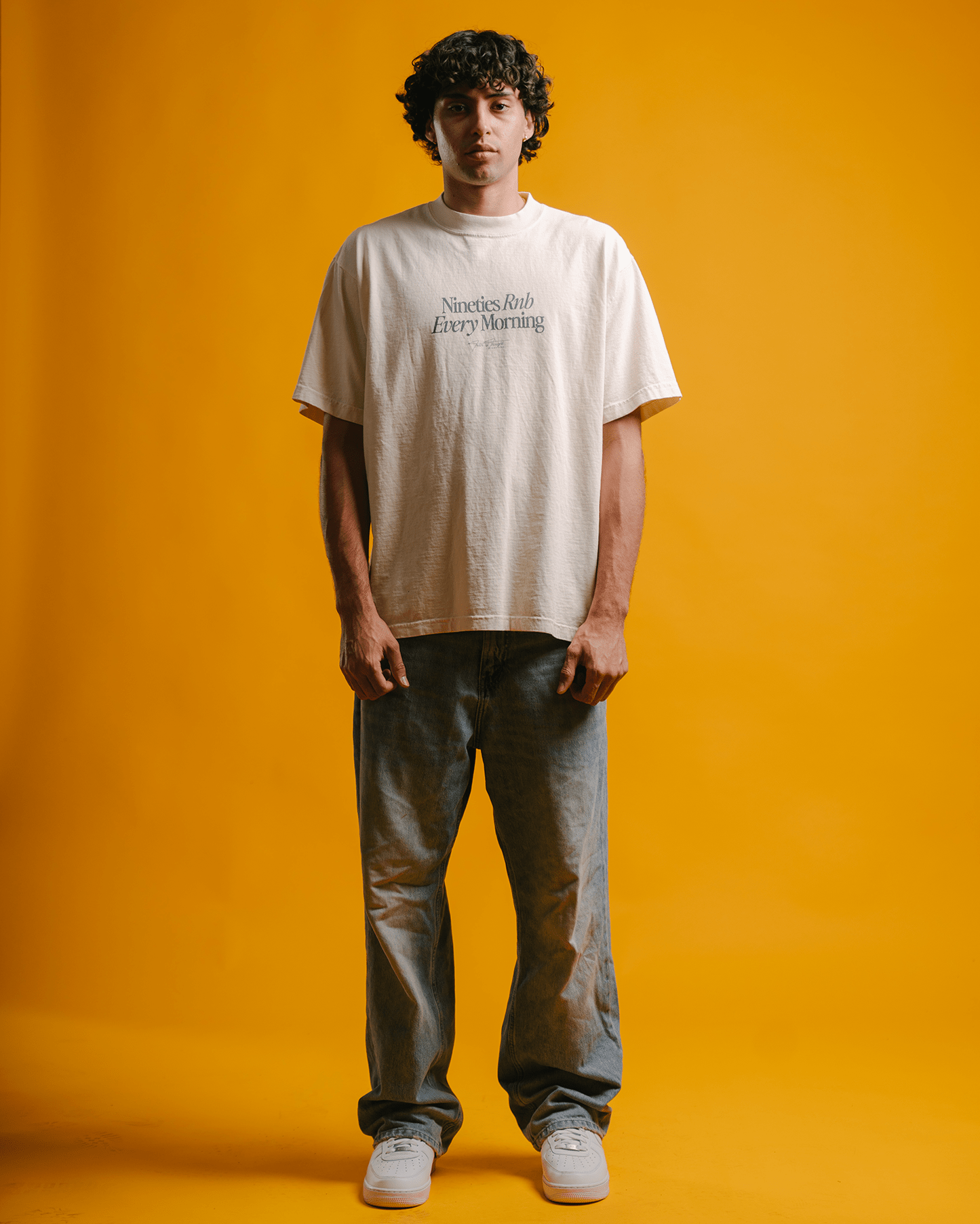 Nineties Every Morning Rnb V2 Oversized Cream Tee - trainofthoughtcollective