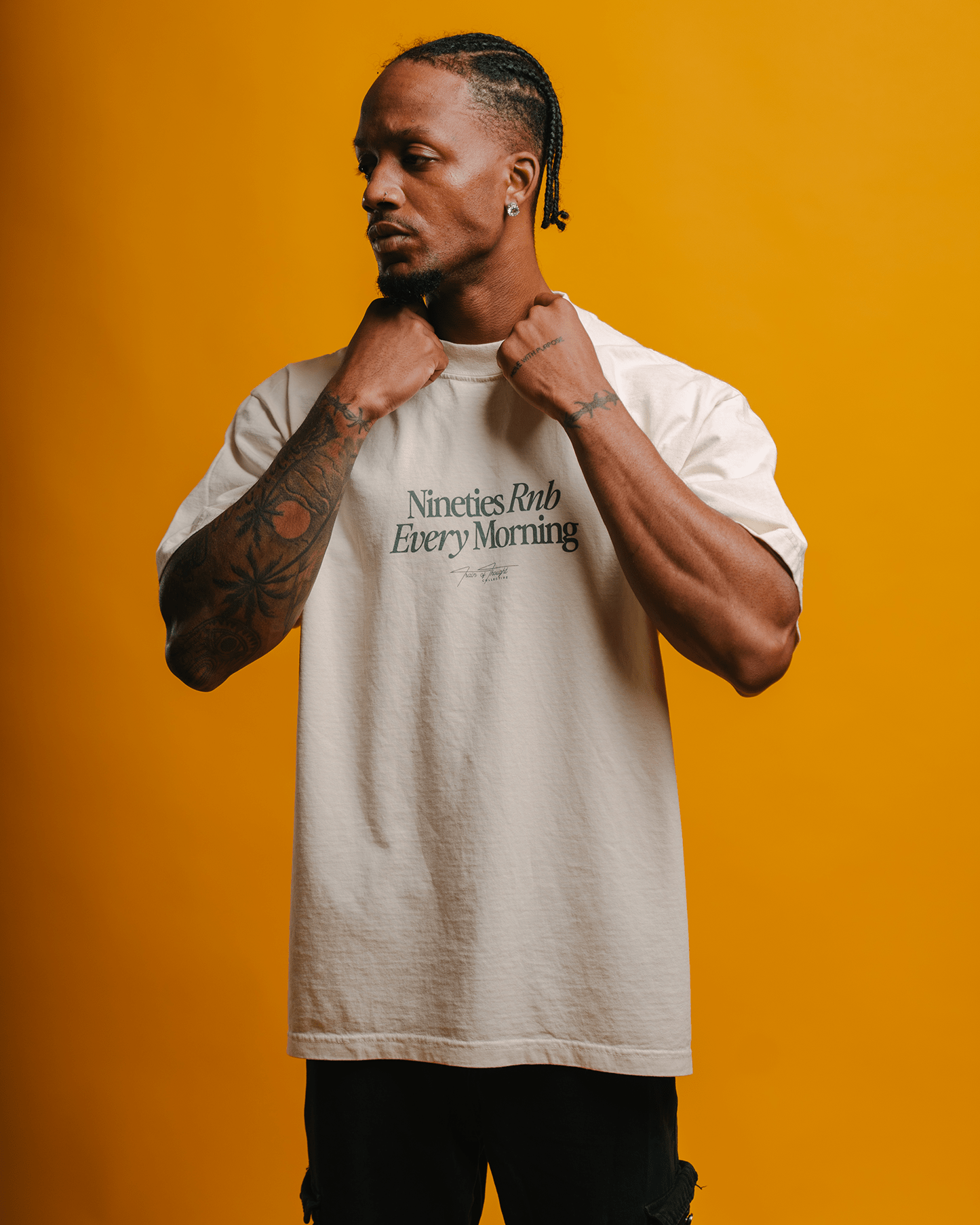 Nineties Every Morning Rnb V2 Oversized Cream Tee - trainofthoughtcollective