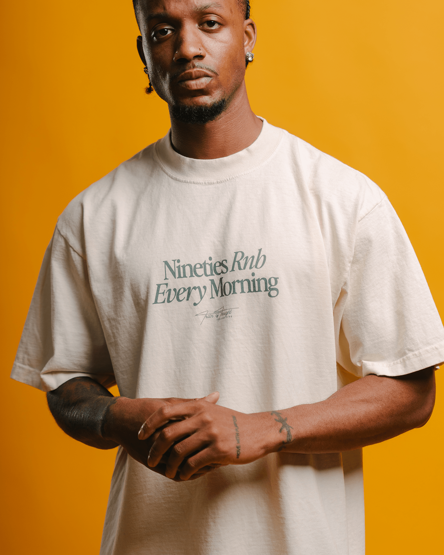 Nineties Every Morning Rnb V2 Oversized Cream Tee - trainofthoughtcollective