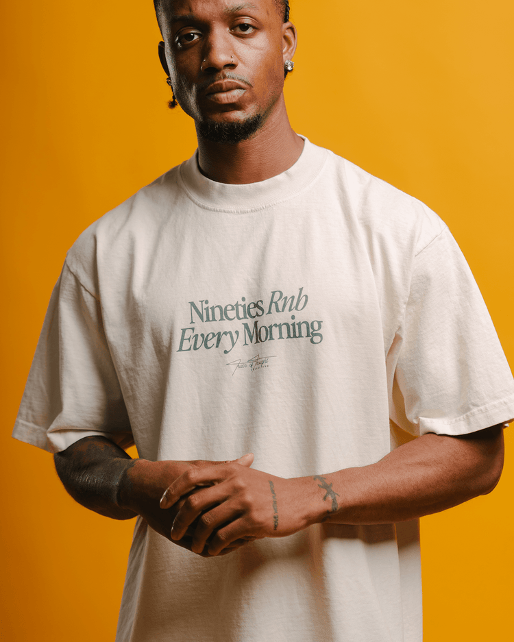 Nineties Every Morning Rnb V2 Oversized Cream Tee - trainofthoughtcollective