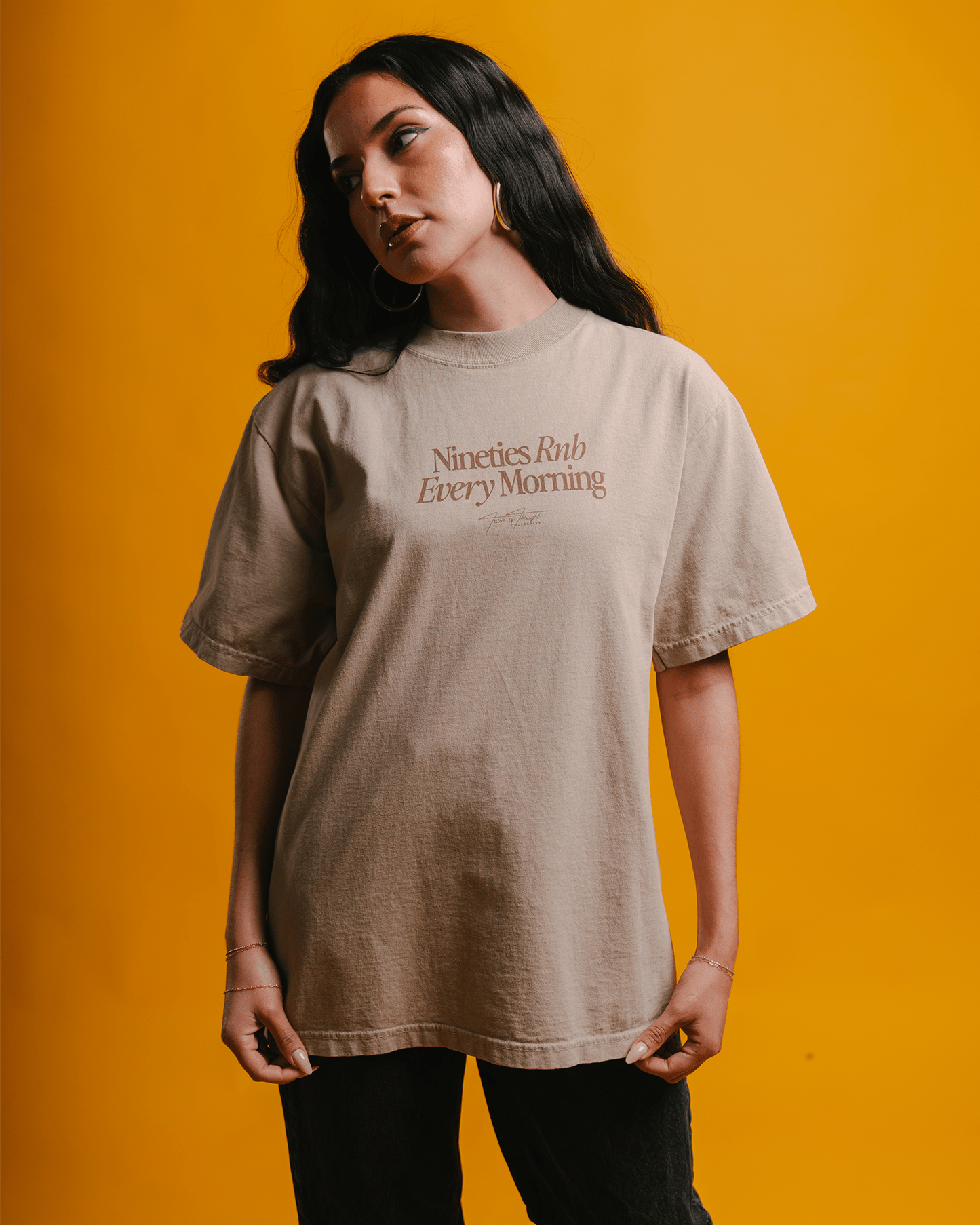Nineties Every Rnb Morning V2 Oversized Oatmeal Tee - trainofthoughtcollective