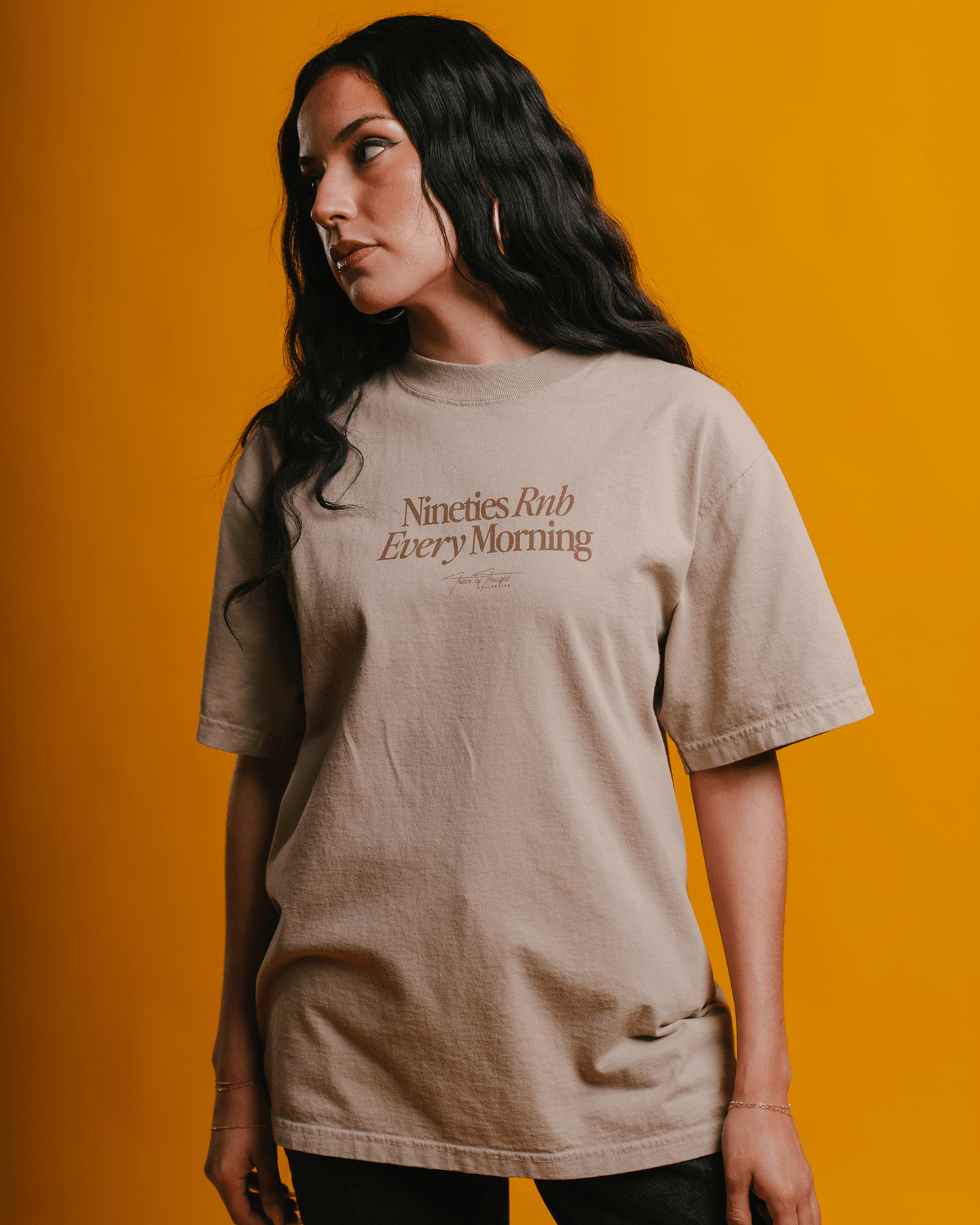 Nineties Every Rnb Morning V2 Oversized Oatmeal Tee - trainofthoughtcollective