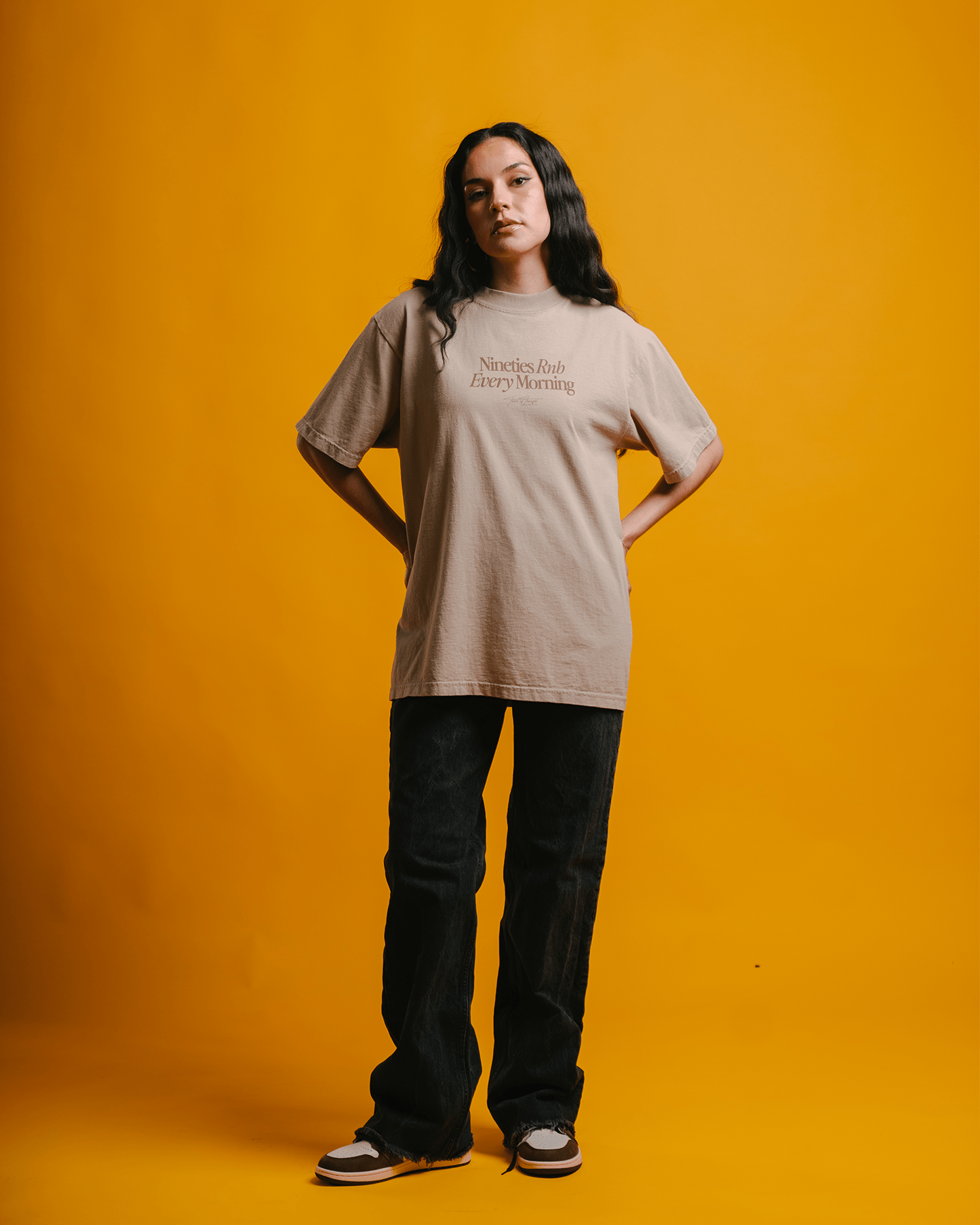 Nineties Every Rnb Morning V2 Oversized Oatmeal Tee - trainofthoughtcollective