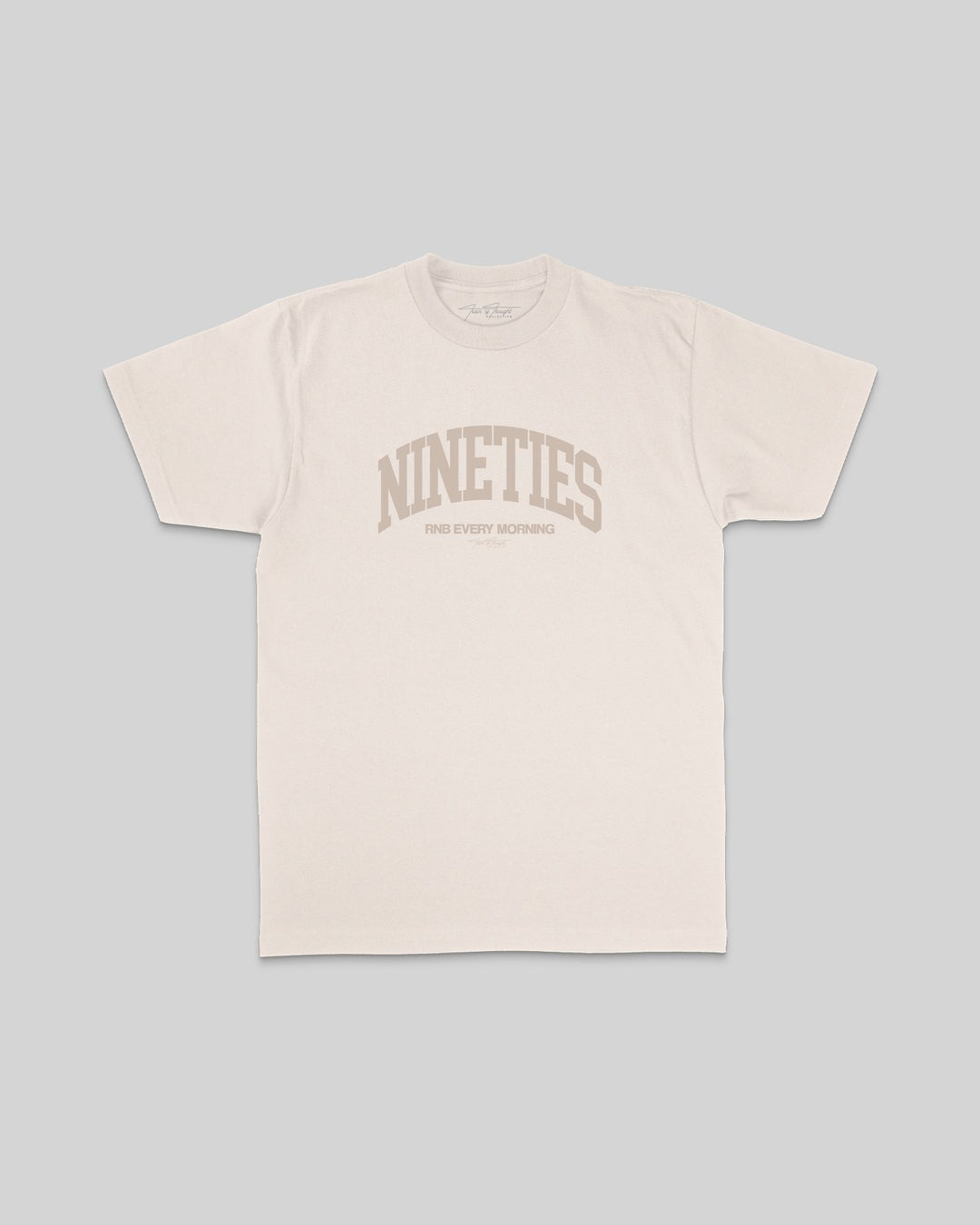 Nineties Rnb Every Morning Arch Cream Tee - trainofthoughtcollective