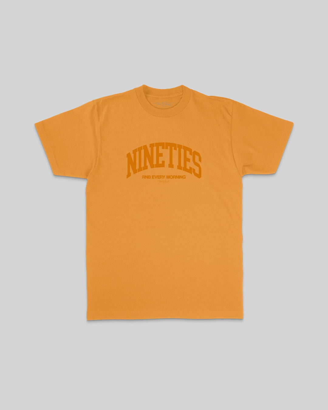 Nineties Rnb Every Morning Arch Orange Tee - trainofthoughtcollective