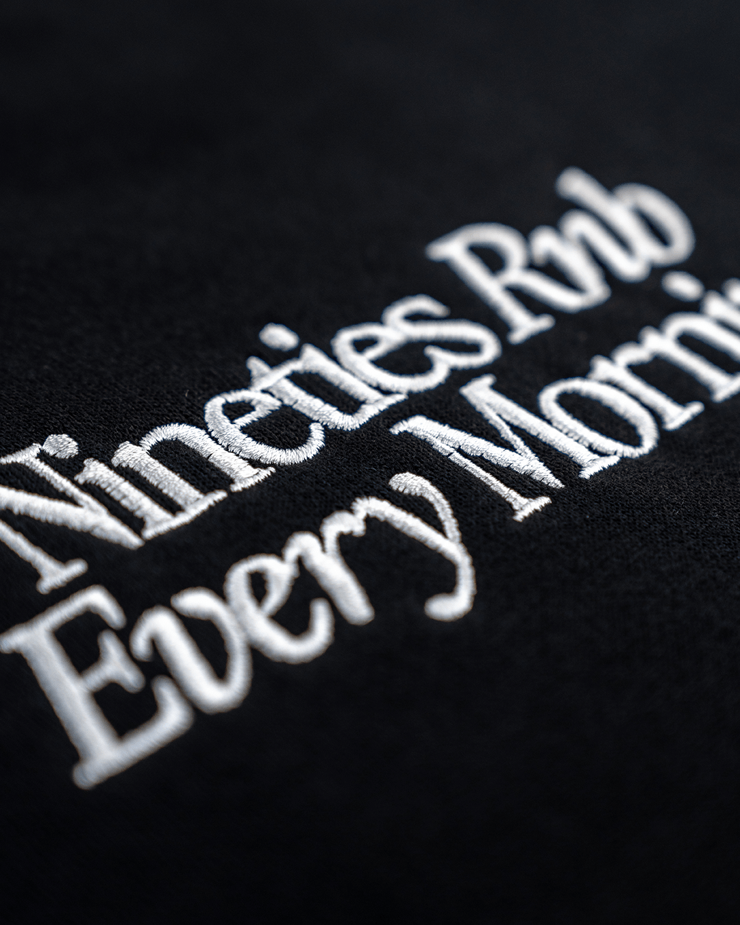 Nineties Rnb Every Morning Black Crewneck Sweatshirt (Embroidered) - trainofthoughtcollective