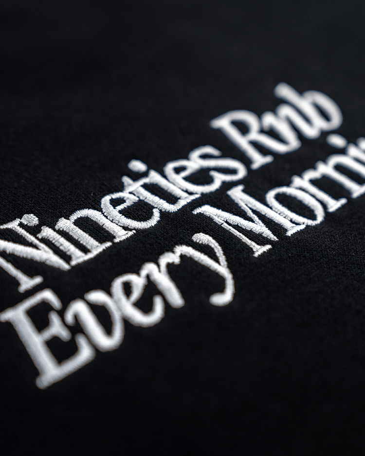 Nineties Rnb Every Morning Black Crewneck Sweatshirt (Embroidered) - trainofthoughtcollective