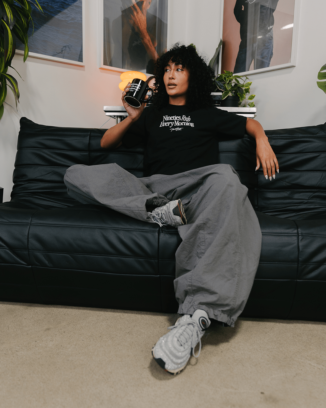 Nineties Rnb Every Morning Black Heavyweight Tee - trainofthoughtcollective