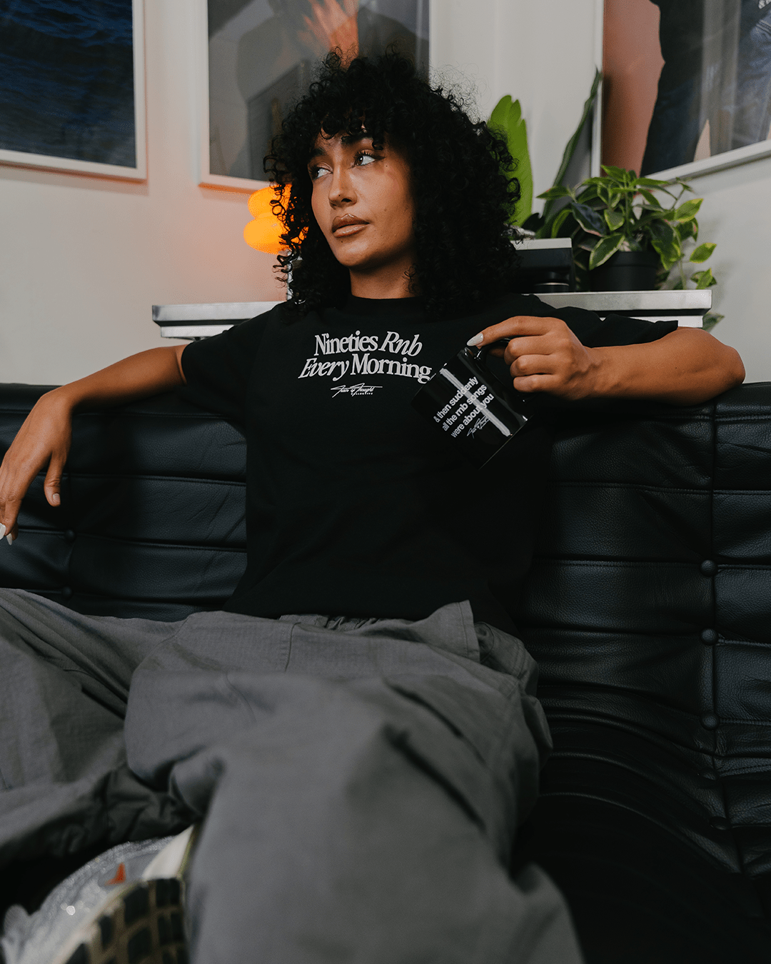 Nineties Rnb Every Morning Black Heavyweight Tee - trainofthoughtcollective