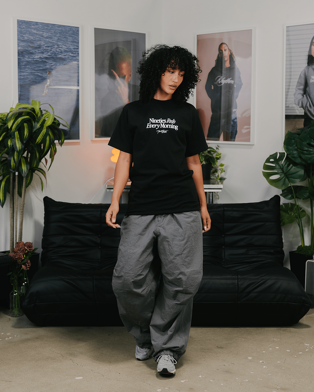 Nineties Rnb Every Morning Black Heavyweight Tee - trainofthoughtcollective