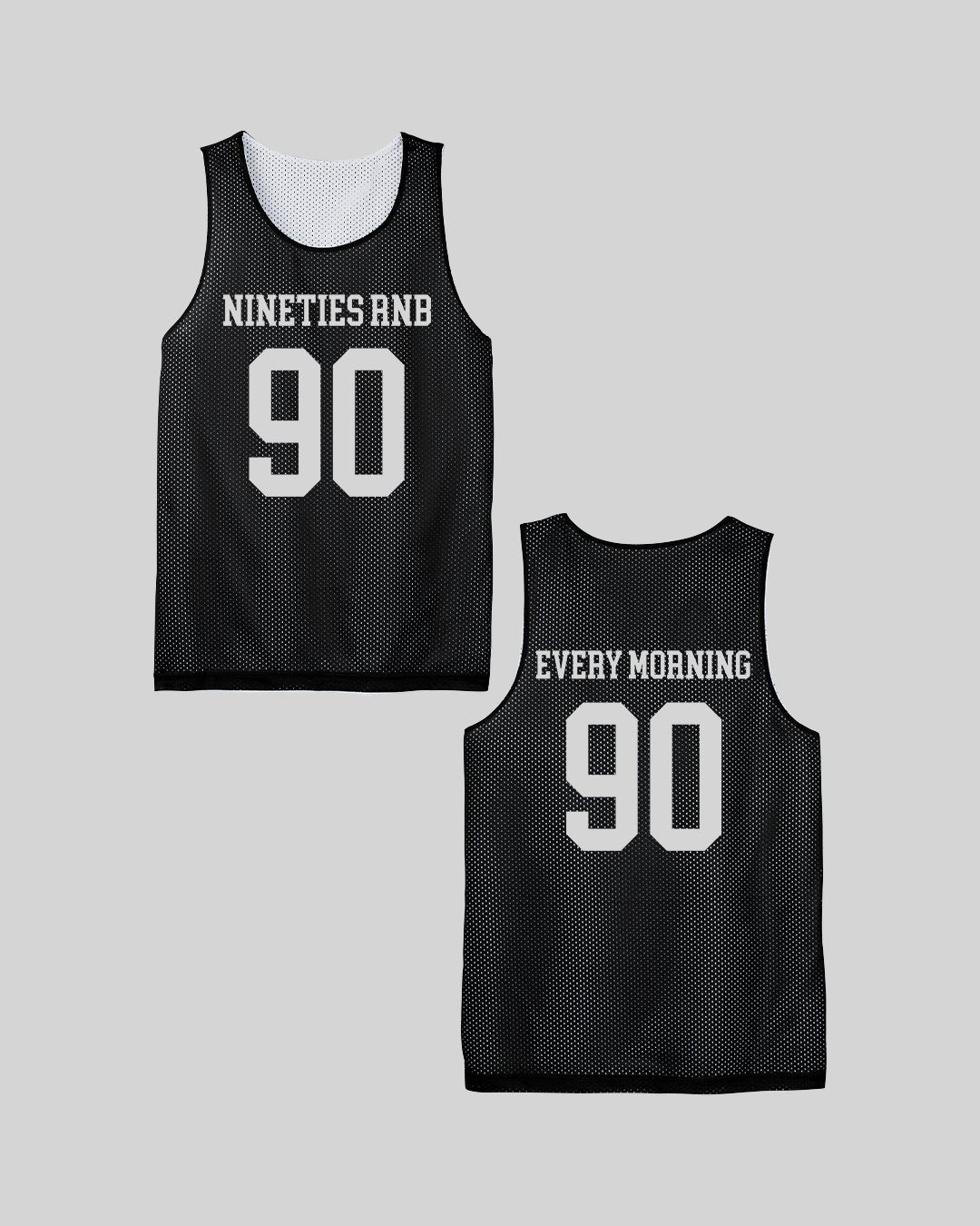 Nineties Rnb Every Morning Black Reversible Mesh Basketball Jersey - trainofthoughtcollective