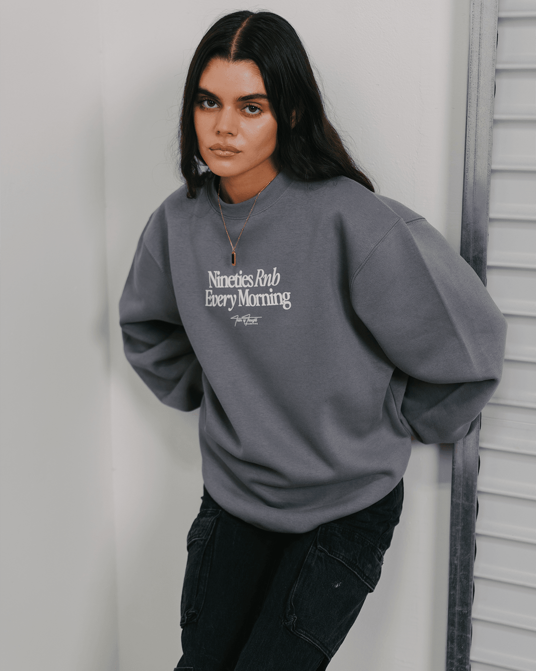 Nineties Rnb Every Morning | Crewneck Sweatshirt - trainofthoughtcollective
