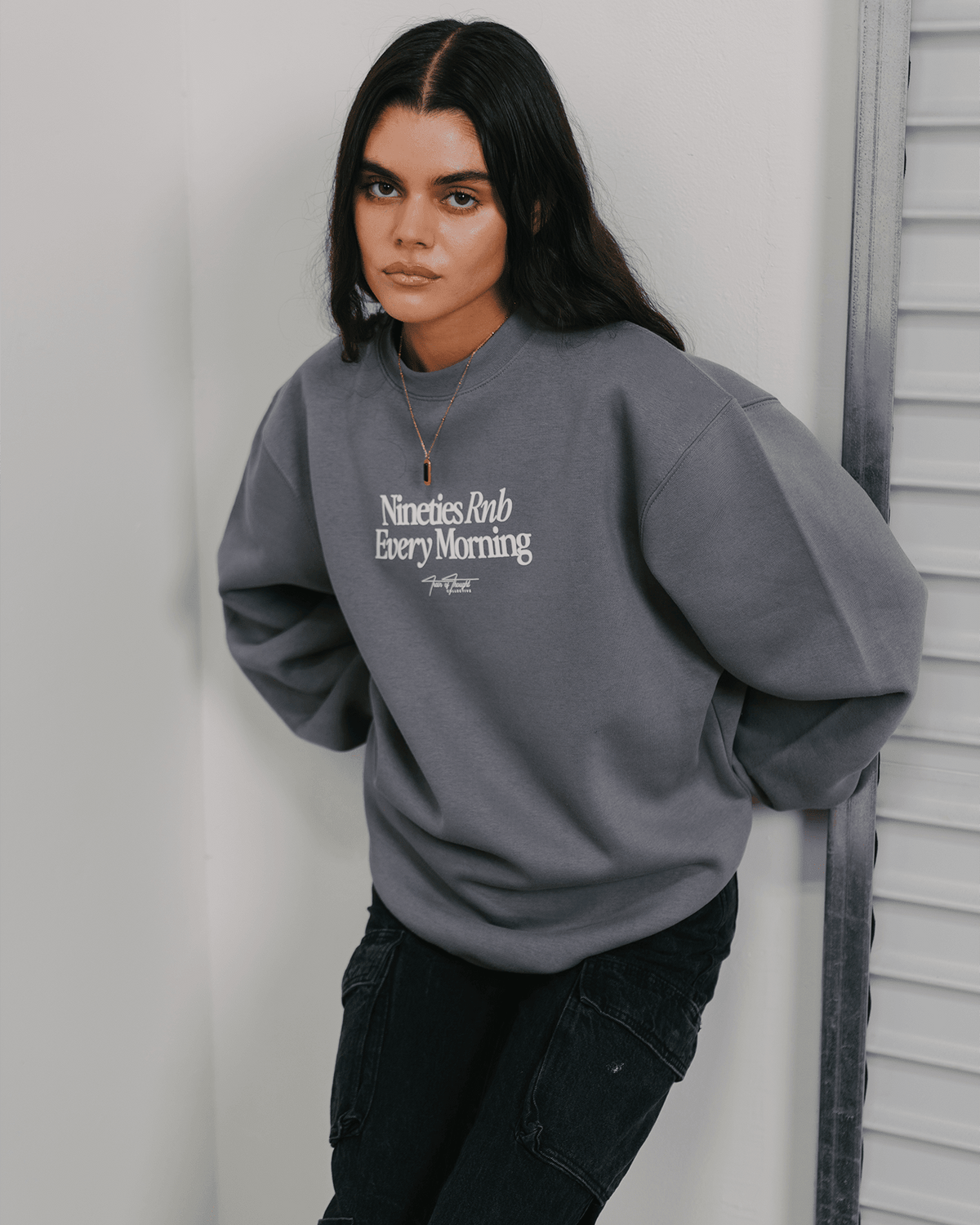 Nineties Rnb Every Morning | Crewneck Sweatshirt - trainofthoughtcollective