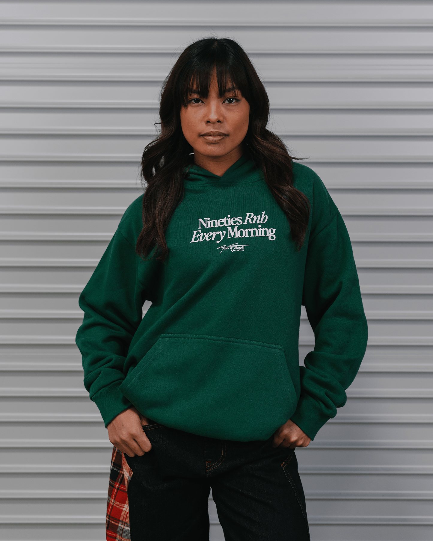 Nineties Rnb Every Morning Forest Green Hoodie - trainofthoughtcollective