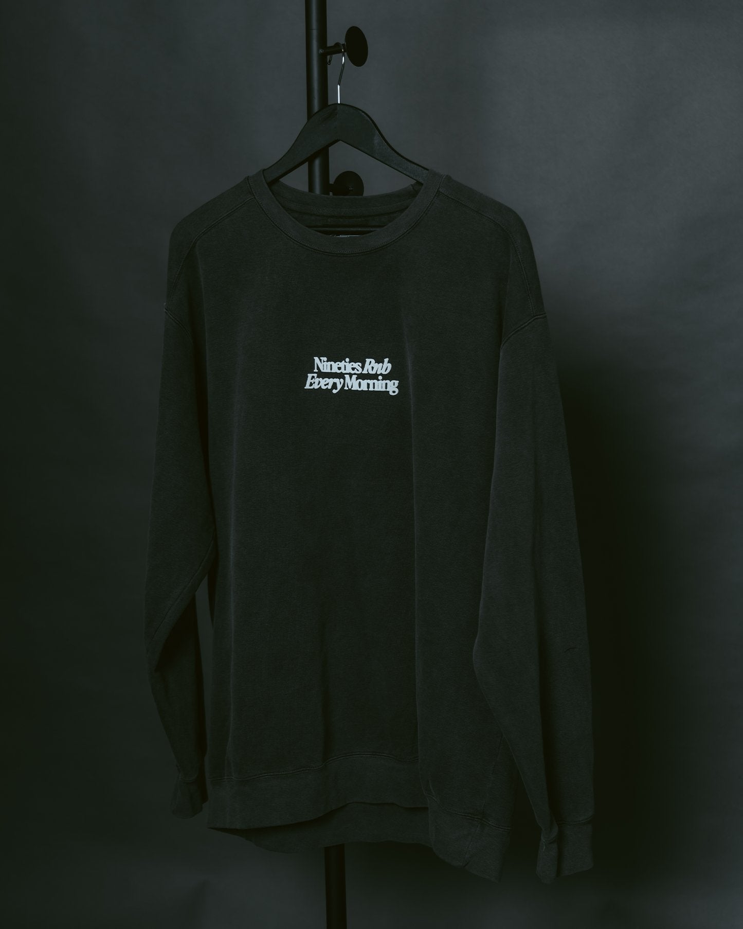 Nineties Rnb Every Morning Garment - Dyed Shadow Sweatshirt - trainofthoughtcollective