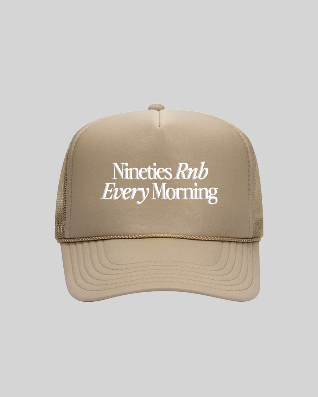 Nineties Rnb Every Morning Khaki Trucker - trainofthoughtcollective