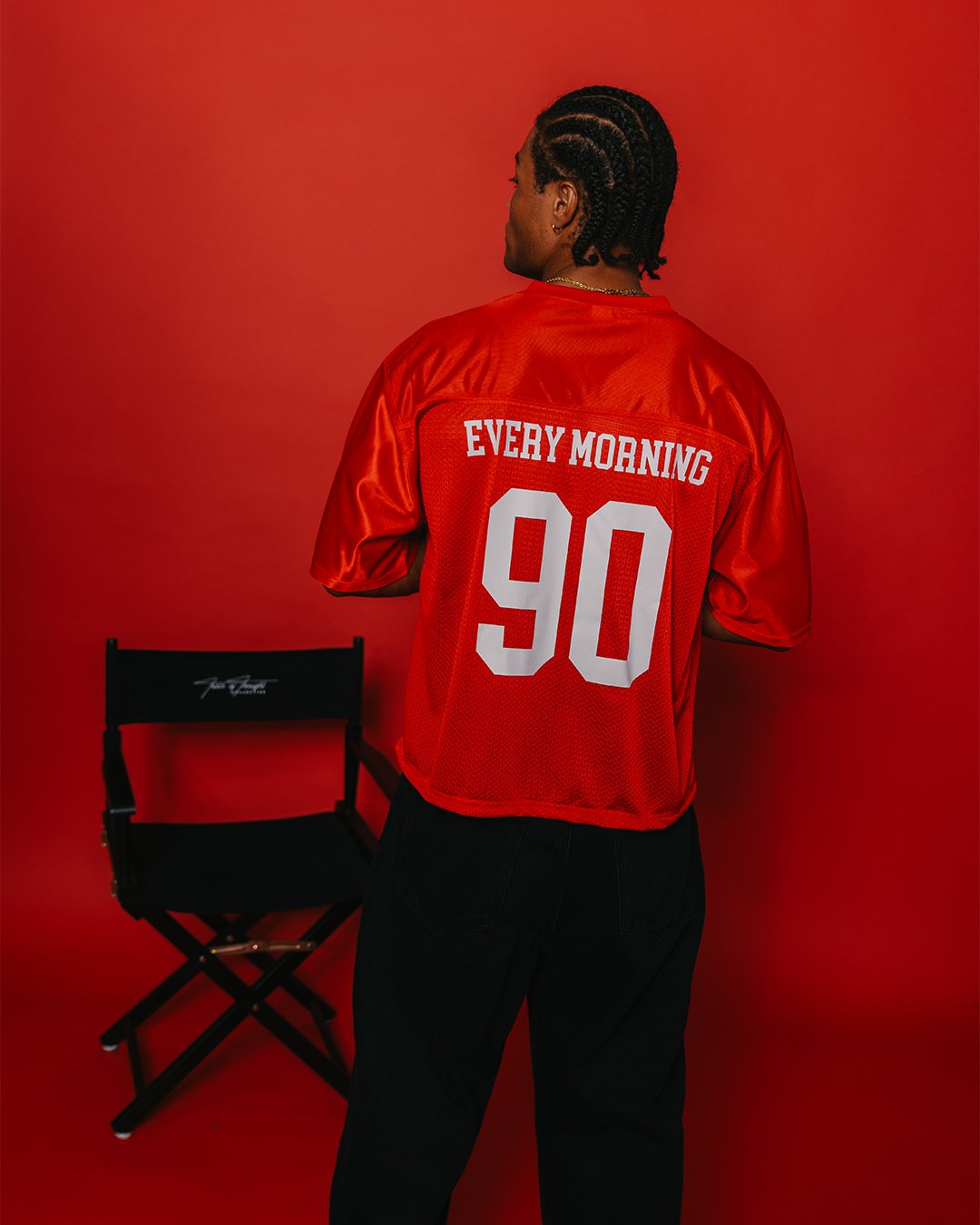 Nineties Rnb Every Morning Red Cropped Football Jersey - trainofthoughtcollective