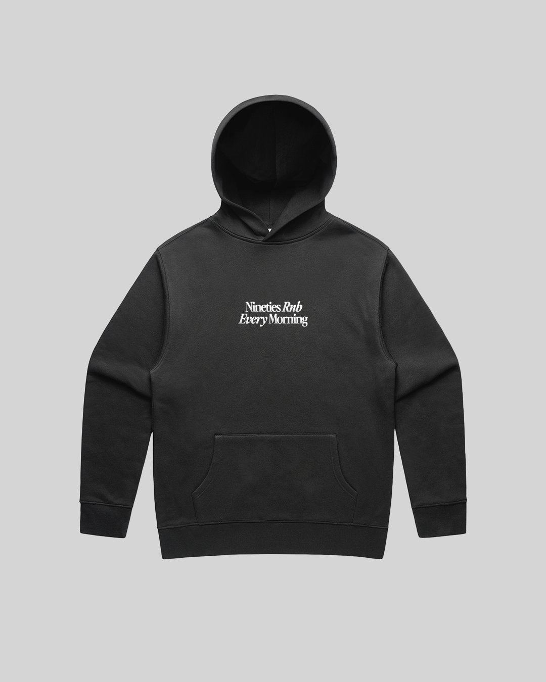 Nineties Rnb Every Morning Relaxed Faded Black Hoodie - trainofthoughtcollective