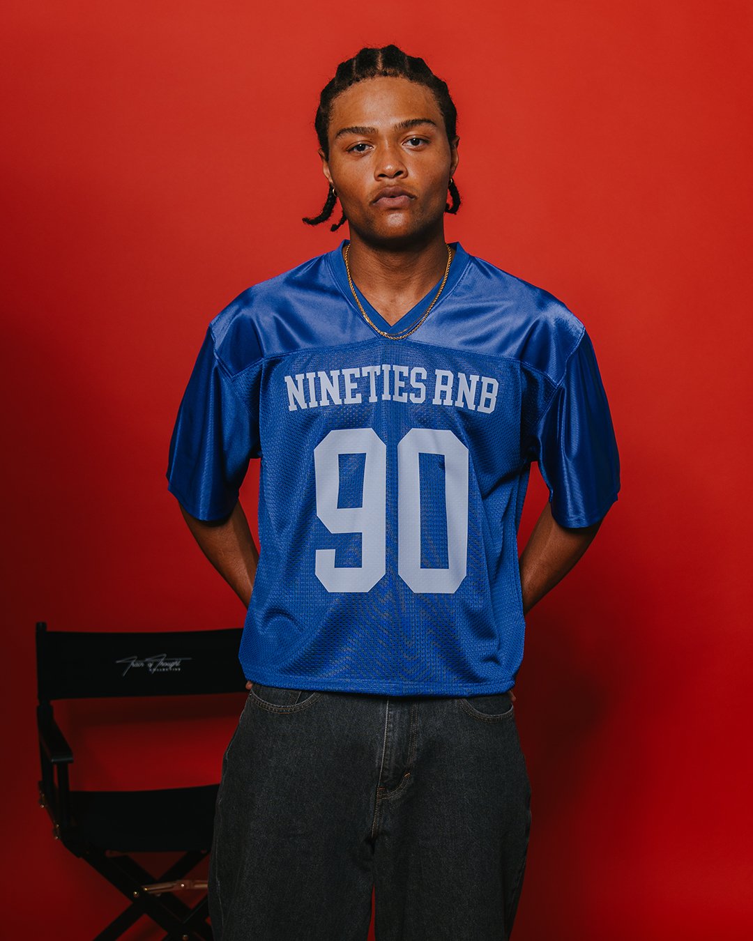 Nineties Rnb Every Morning Royal Blue Cropped Football Jersey - trainofthoughtcollective