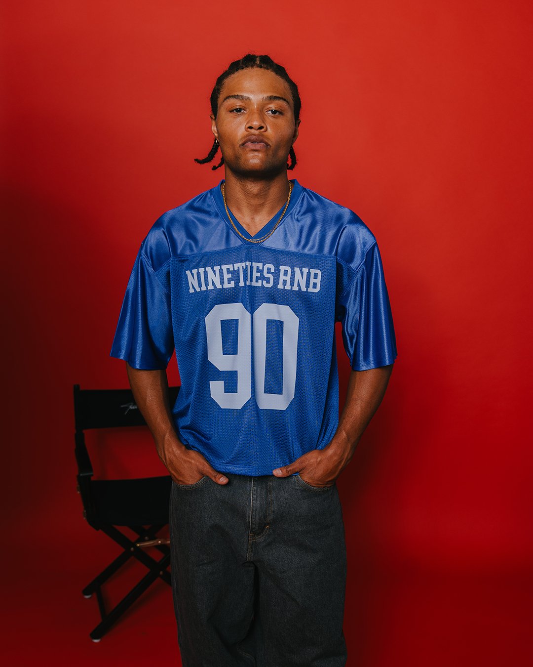 Nineties Rnb Every Morning Royal Blue Cropped Football Jersey - trainofthoughtcollective