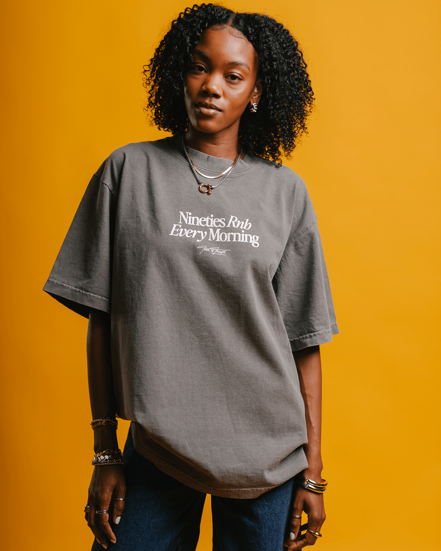 Nineties Rnb Every Morning V2 Oversized Cement Tee - trainofthoughtcollective
