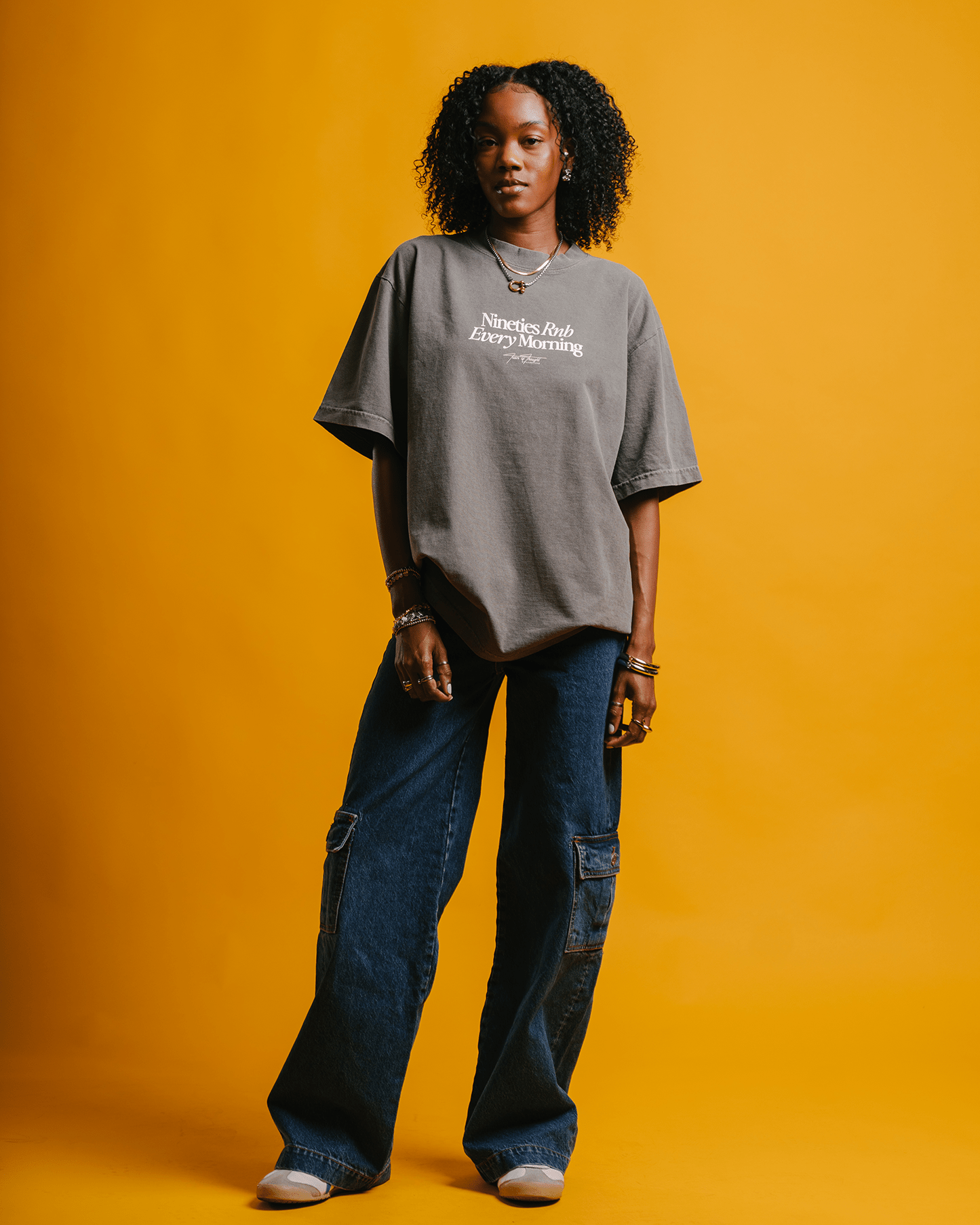 Nineties Rnb Every Morning V2 Oversized Cement Tee - trainofthoughtcollective