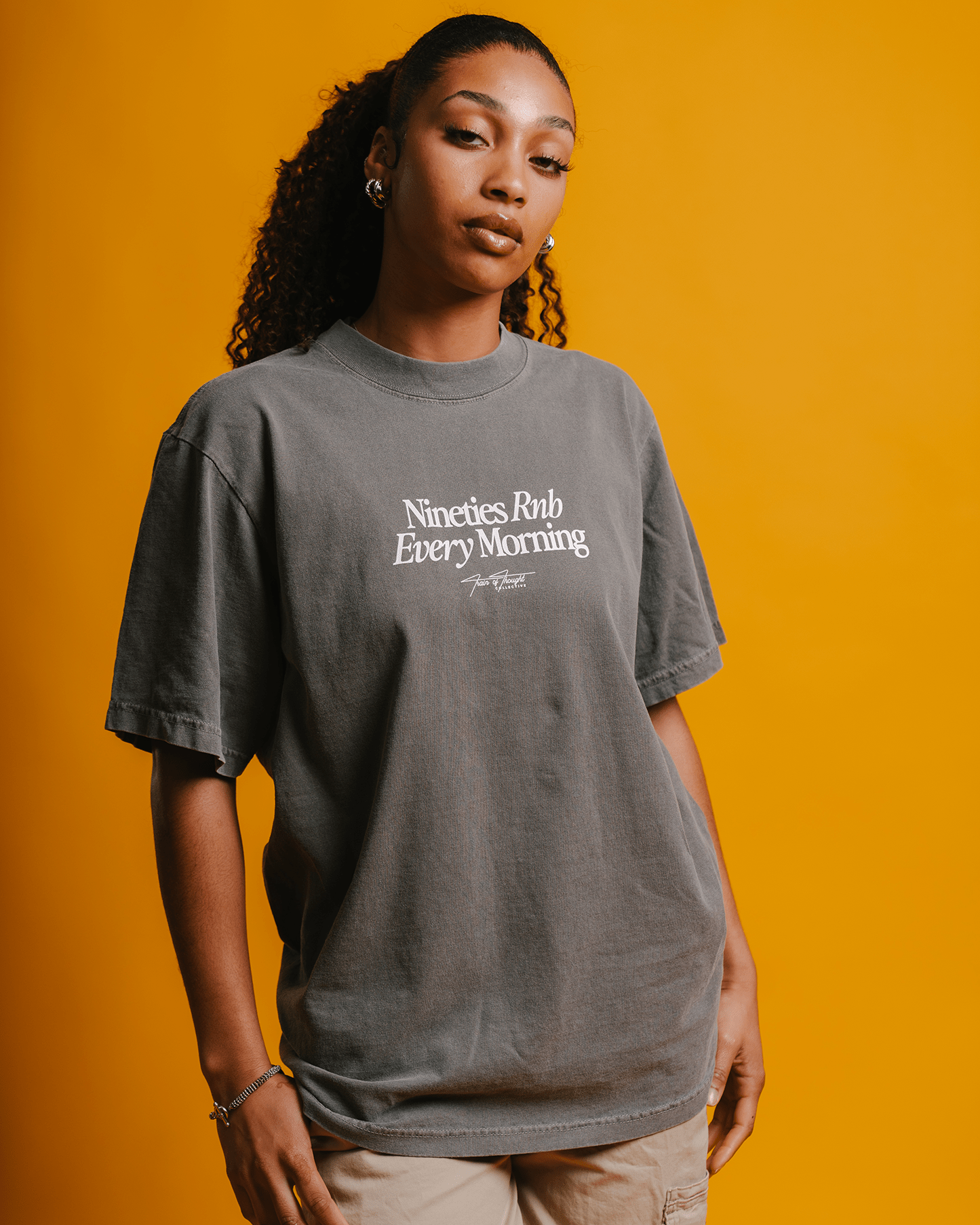 Nineties Rnb Every Morning V2 Oversized Cement Tee - trainofthoughtcollective