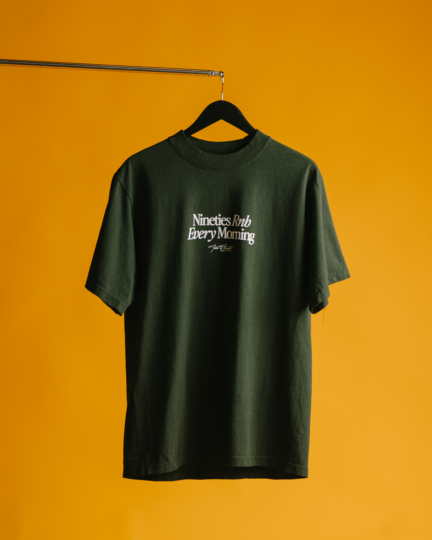 Nineties Rnb Every Morning V2 Oversized Green Tee - trainofthoughtcollective