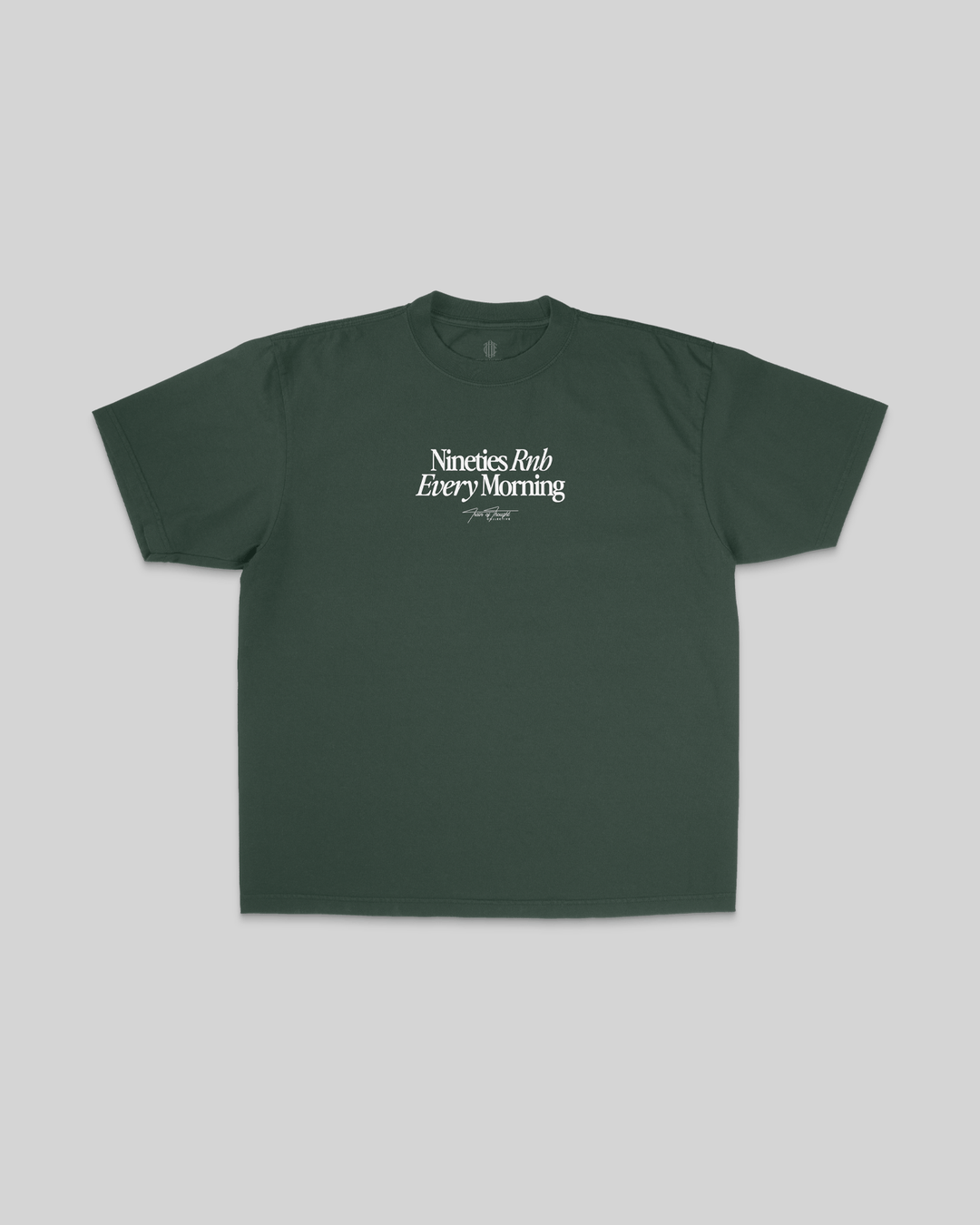 Nineties Rnb Every Morning V2 Oversized Green Tee - trainofthoughtcollective