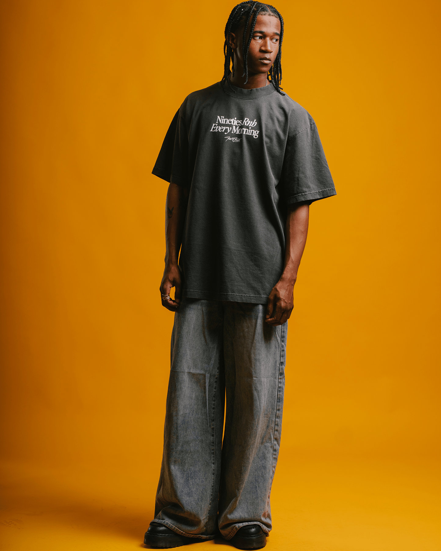 Nineties Rnb Every Morning V2 Oversized Shadow Tee - trainofthoughtcollective
