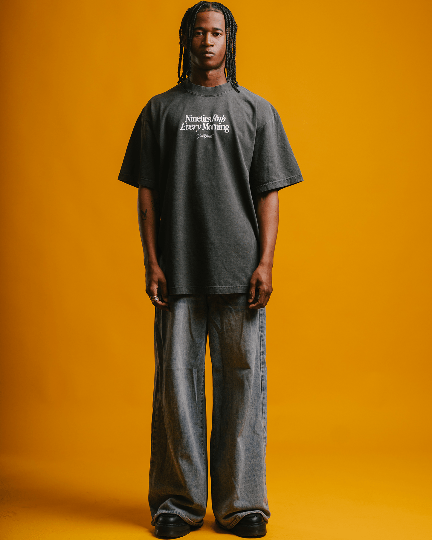 Nineties Rnb Every Morning V2 Oversized Shadow Tee - trainofthoughtcollective