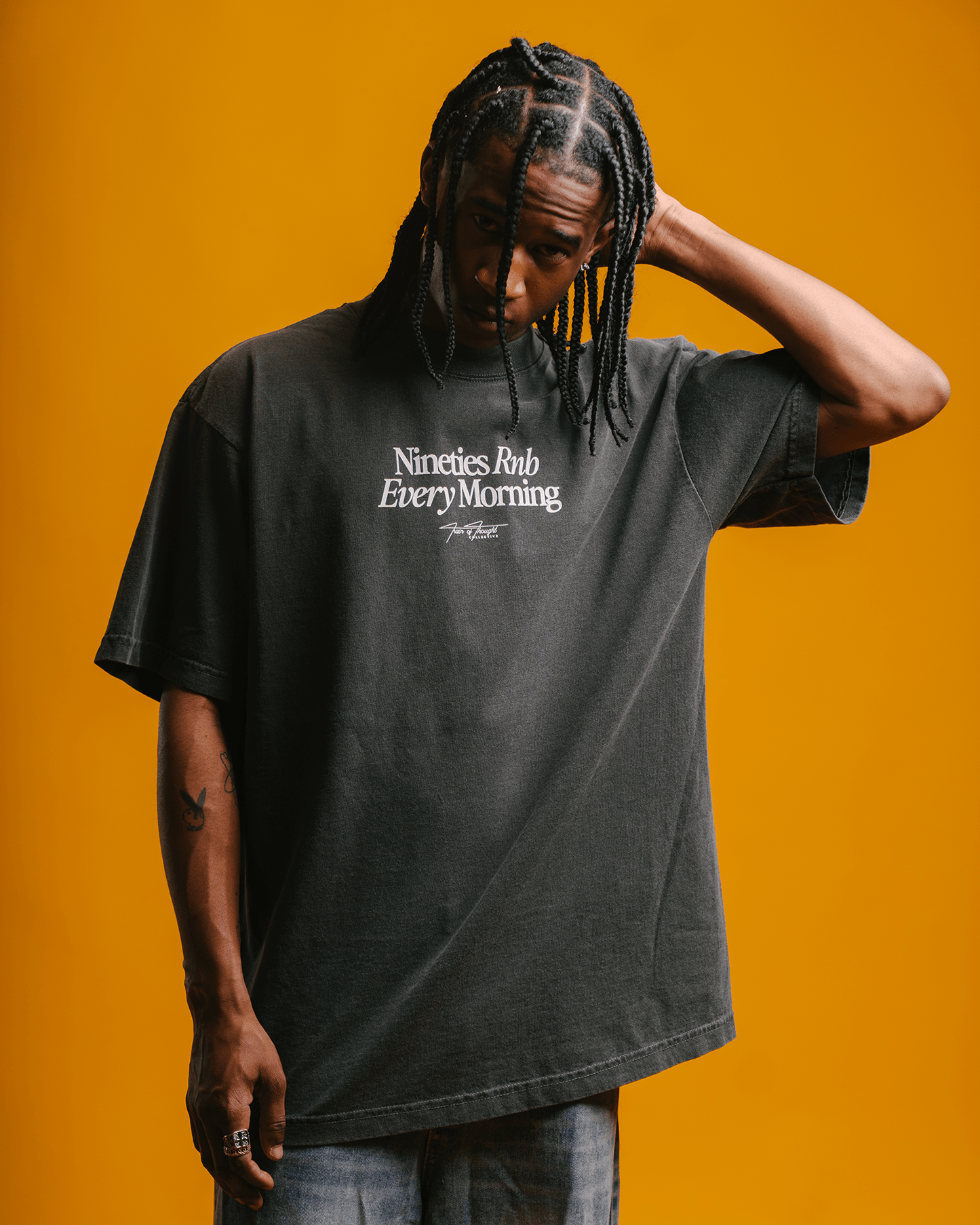 Nineties Rnb Every Morning V2 Oversized Shadow Tee - trainofthoughtcollective