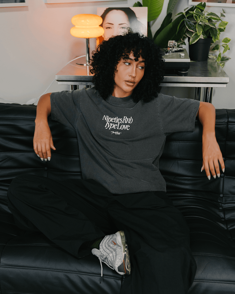 Nineties Rnb Type Love Oversized Shadow Tee - trainofthoughtcollective