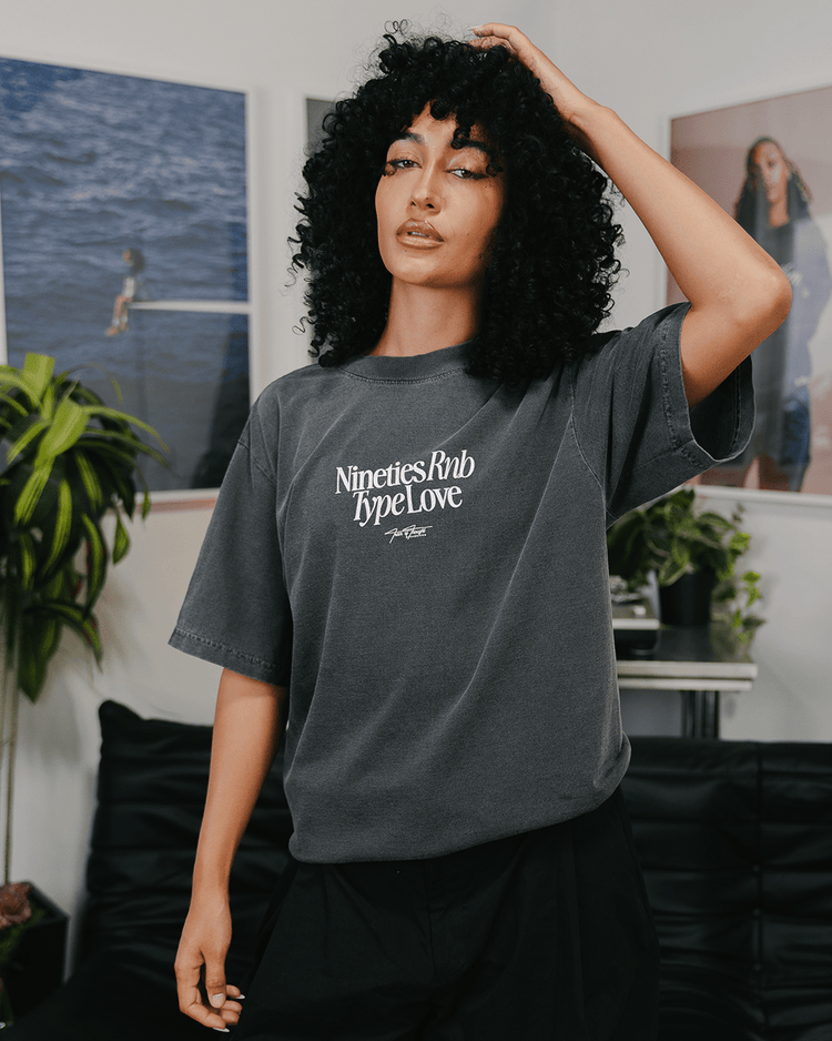 Nineties Rnb Type Love Oversized Shadow Tee - trainofthoughtcollective